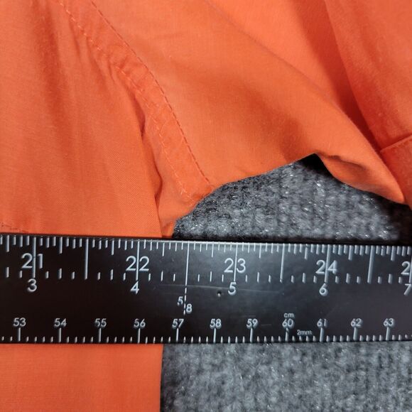 ALAIN WEIZ Orange Silk Blend Short Sleeve Epaulet Collared Button Up Top SIZE 16 - Picture 8 of 12